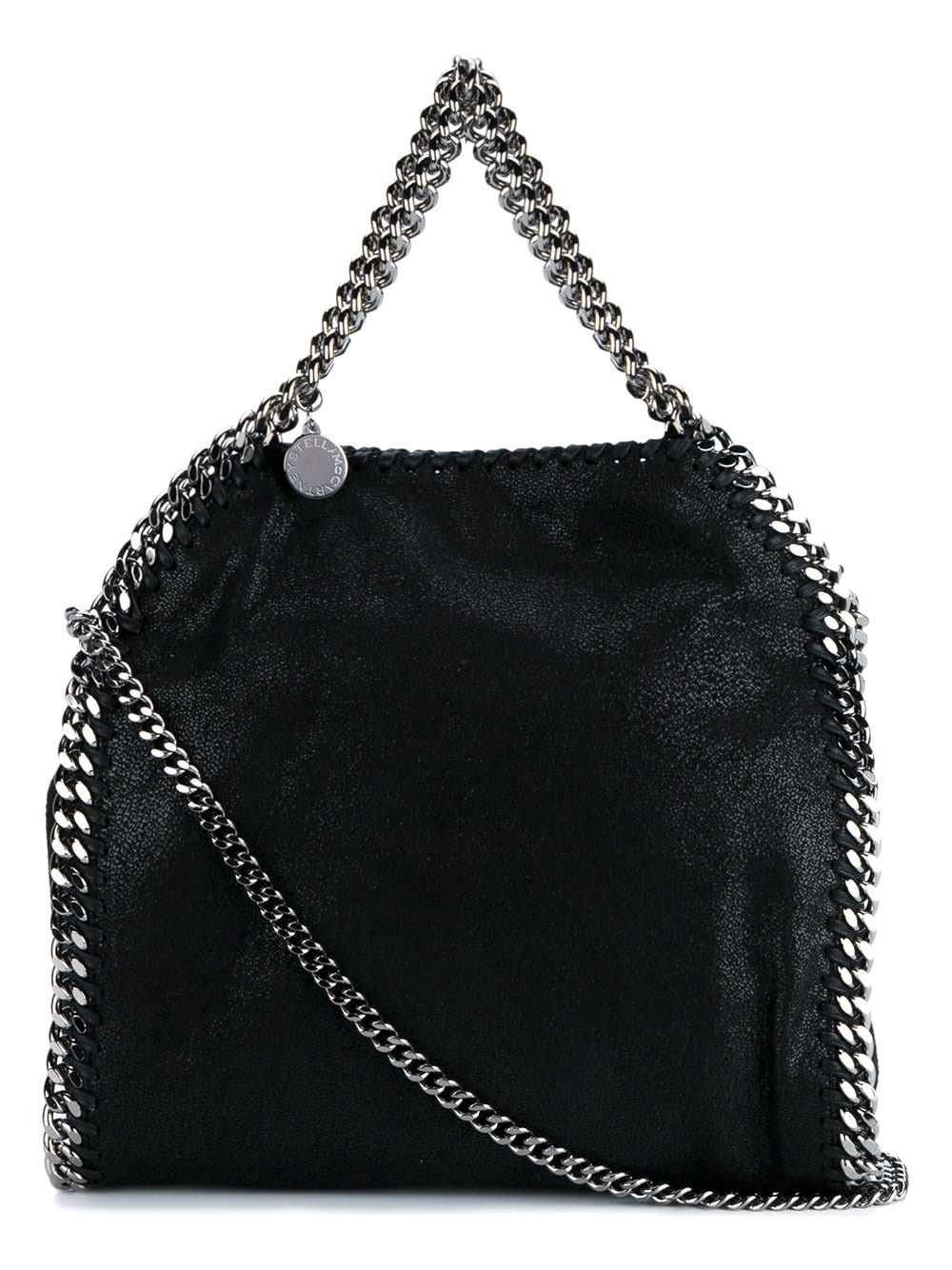 Stella Mccartney Falabella Mini Tote In Metallic Black Vegan Leather In Black