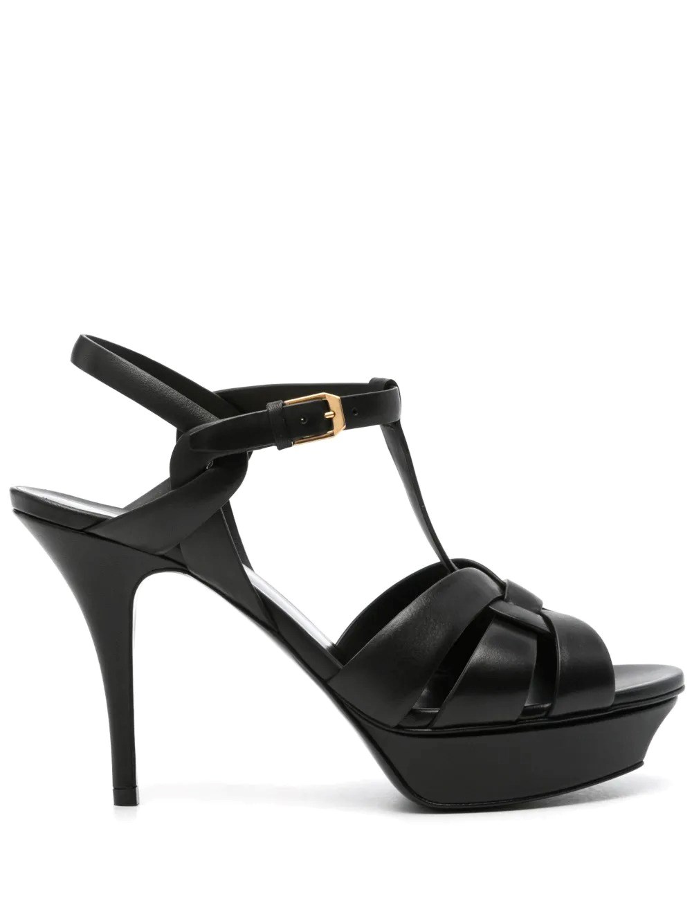 Saint Laurent Tribute Black Sandals With Platform In Patent Leather Woman In Black