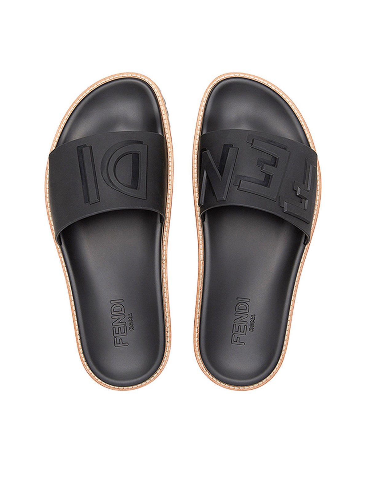 fendi logo canvas flat sandals