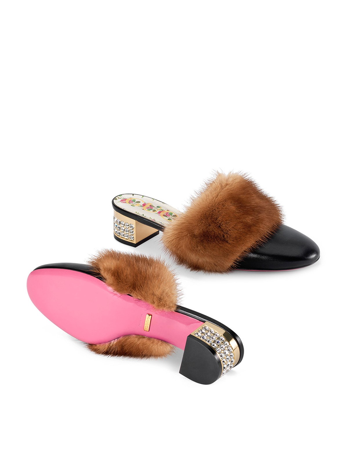 MINK FUR MULES WITH CRYSTALS by Gucci, available on montiboutique.com for $862 Vanessa Hudgens Shoes Exact Product 