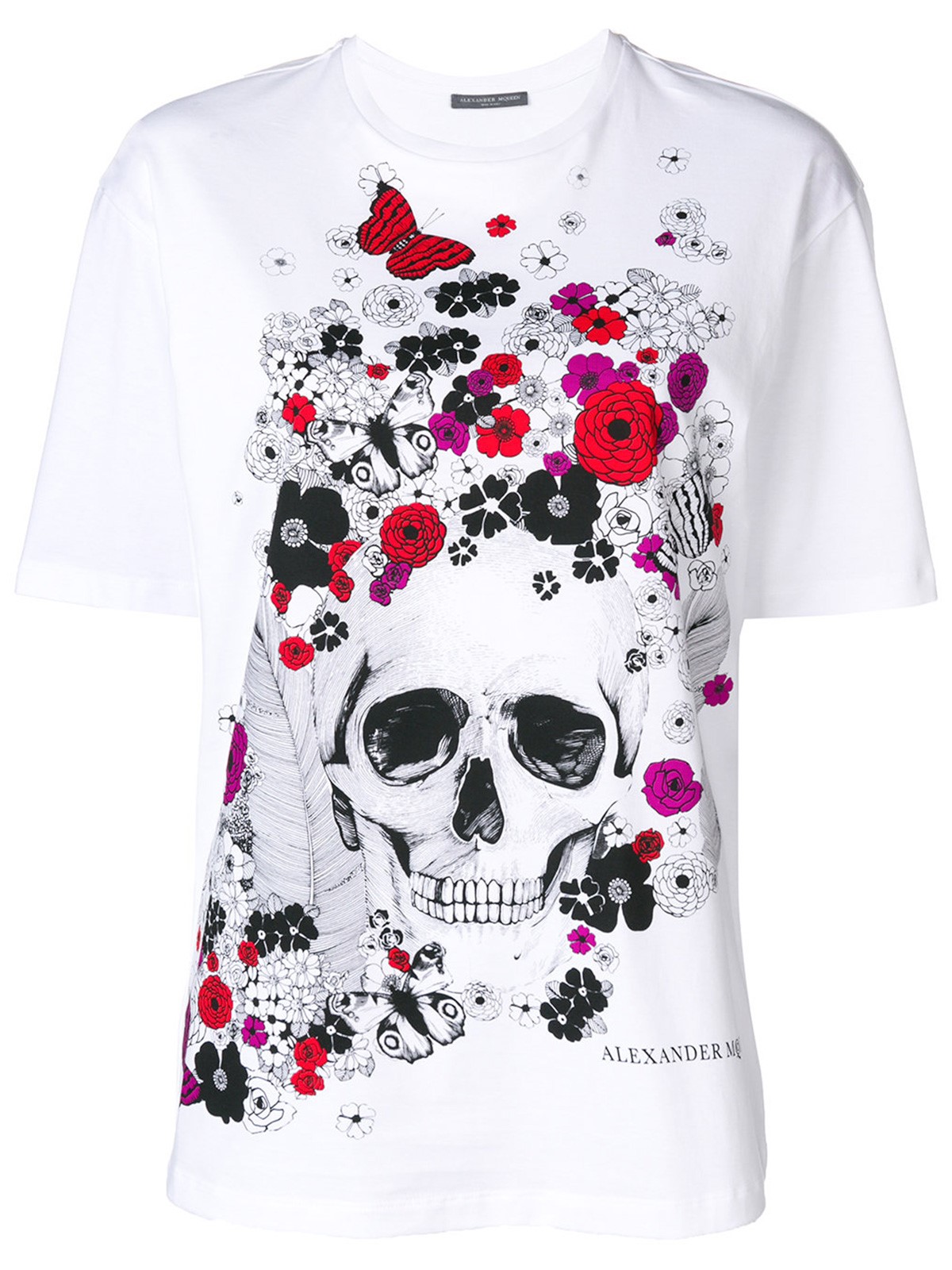 alexander mcqueen SKULL AND FLORAL PRINT T-SHIRT available on ...