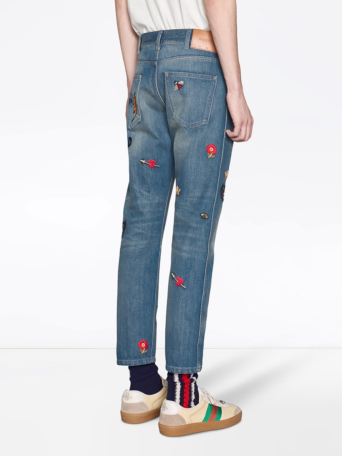 gucci jeans side stripe