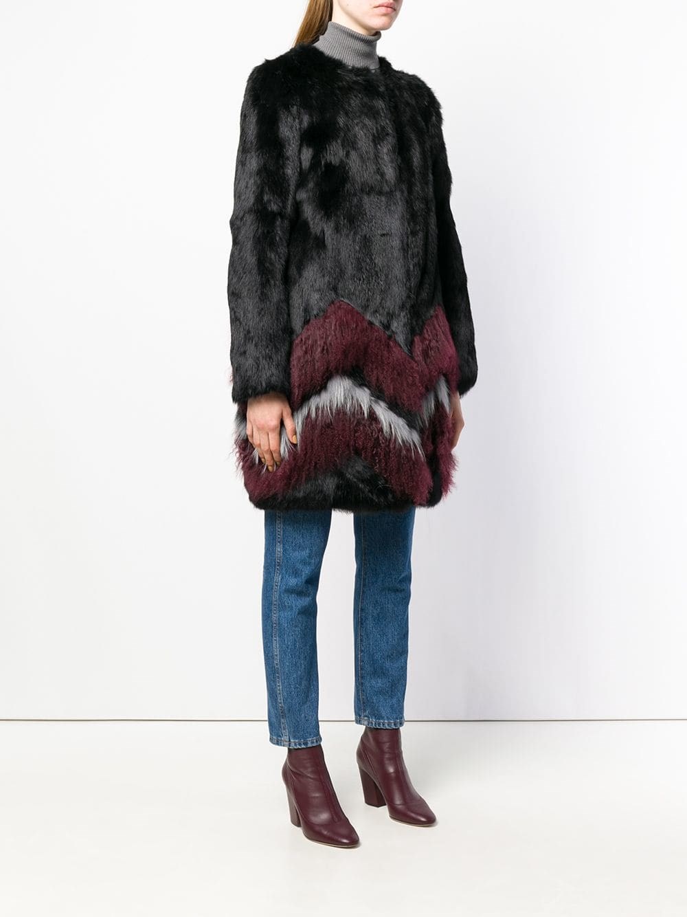 multicolored fur jacket