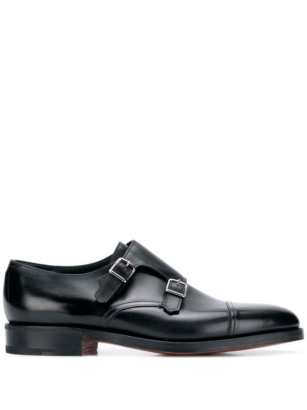 John Lobb Hand-sewn Black Calf Leather Double Buckle Shoe In Black