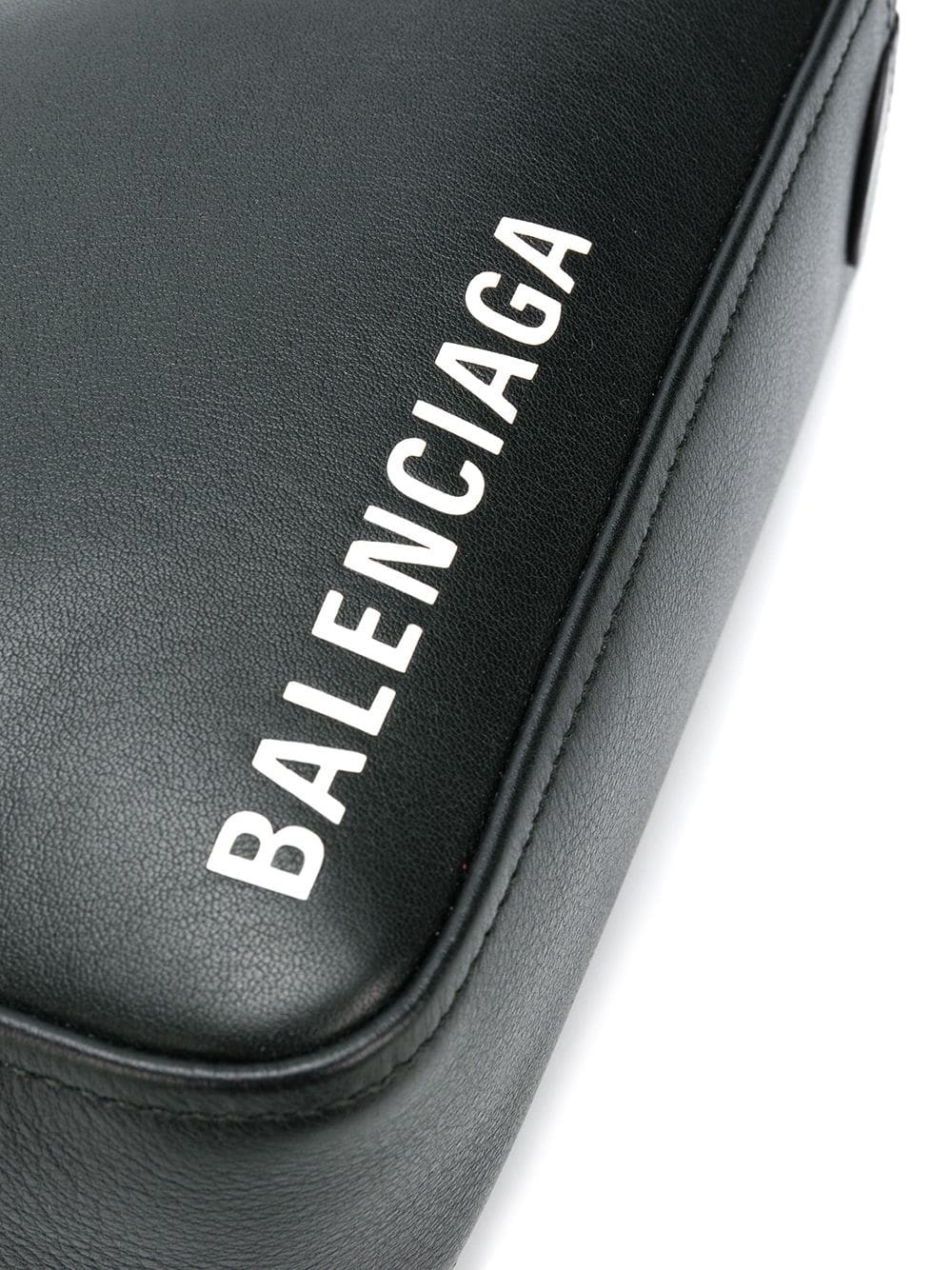 balenciaga black leather triangular grab bag