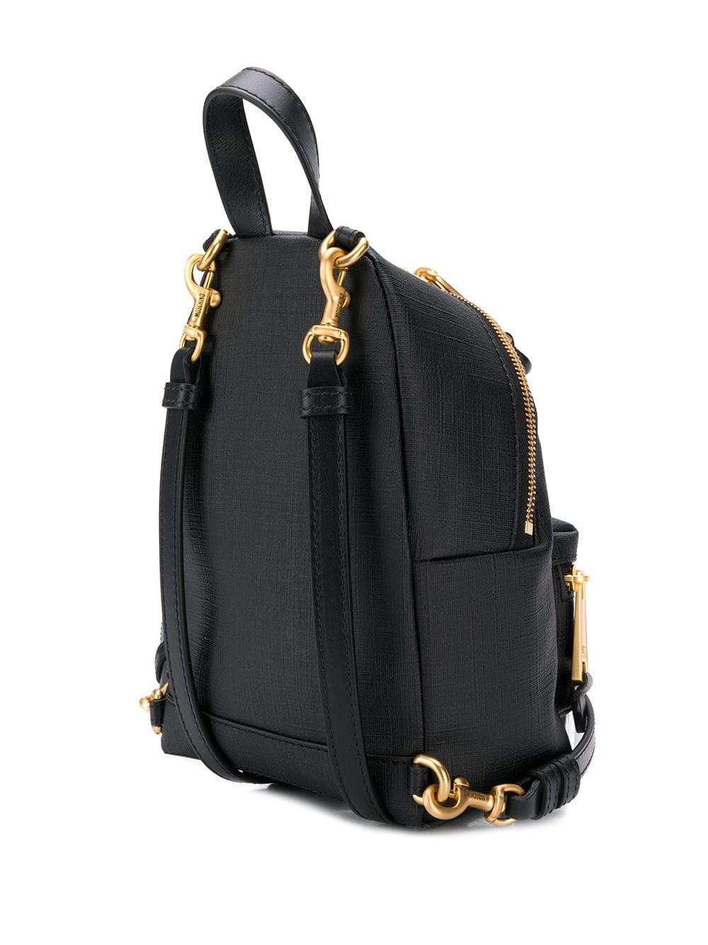 black leather teddy bear backpack