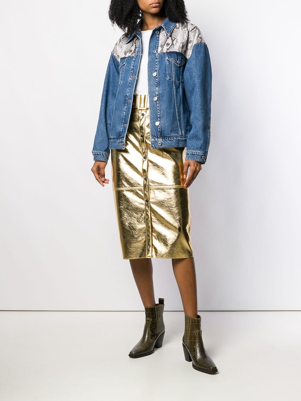 metallic skirt and jacket set