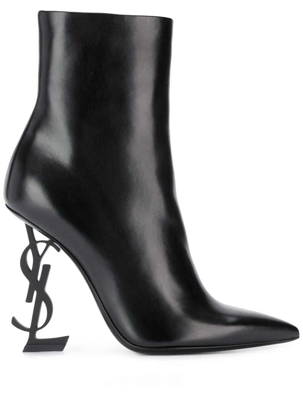 Saint Laurent Black Leather Opyum Ankle Boots In Black