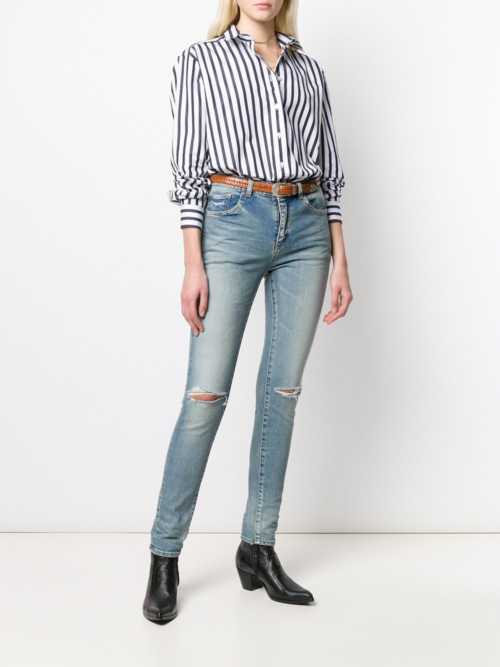 saint laurent denim pumps