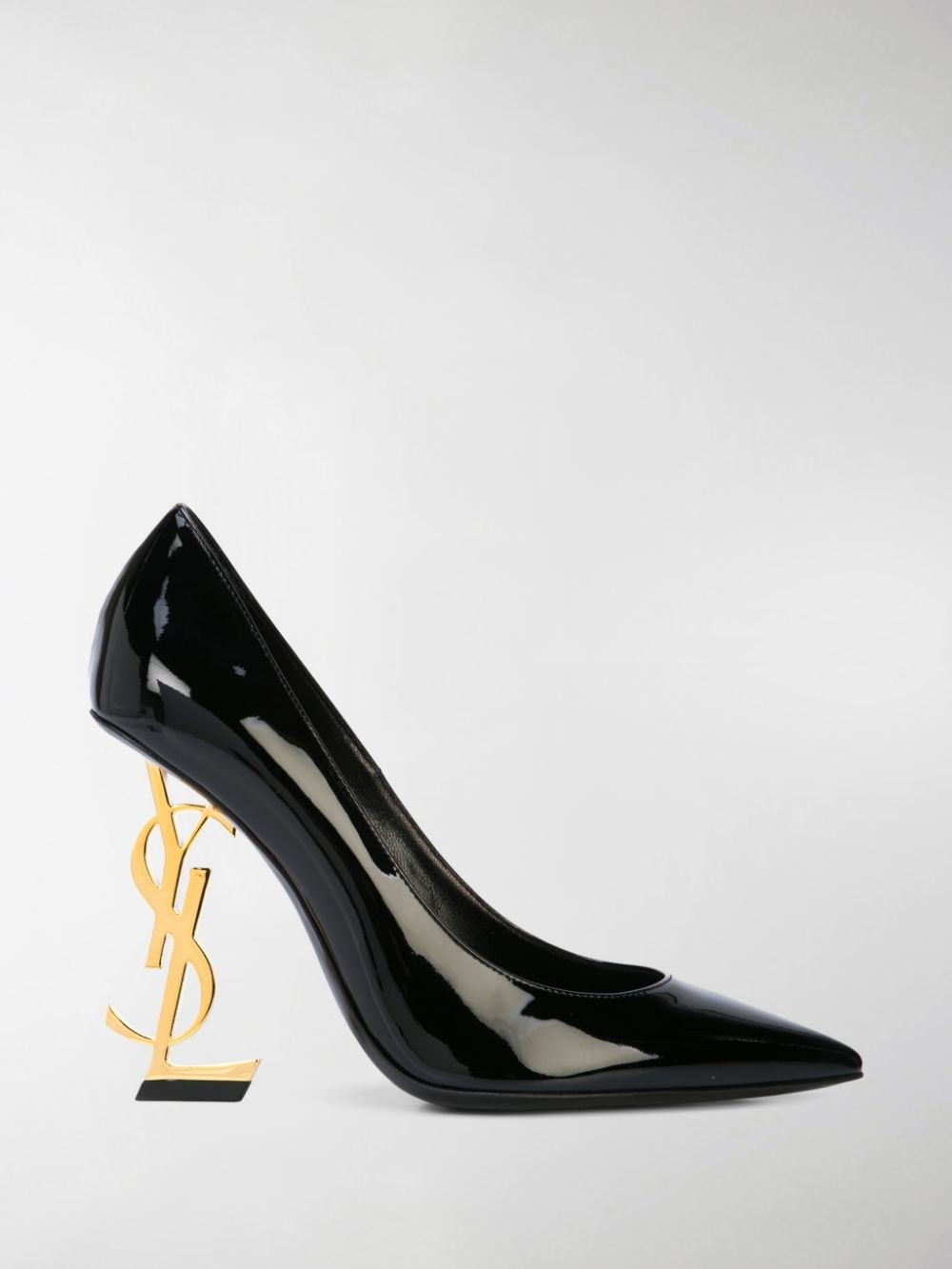 Saint Laurent Black & Gold Patent Opyum Heels In 1000 Black | ModeSens