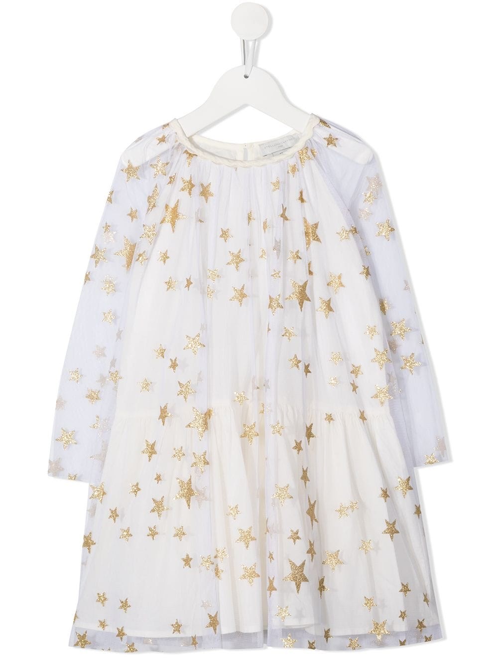 white and gold star dress