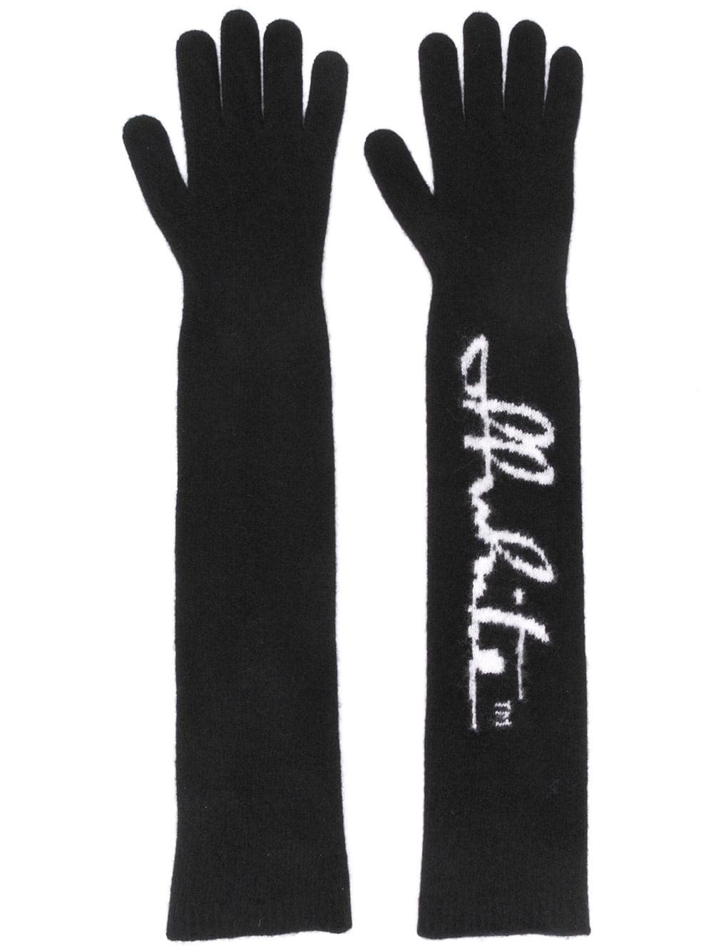 Off-white Logo-print Gloves In Black