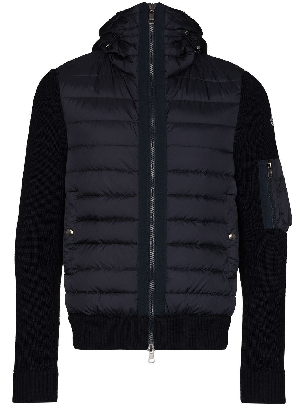 Shop Moncler Padded Wool Hoodie In Blue