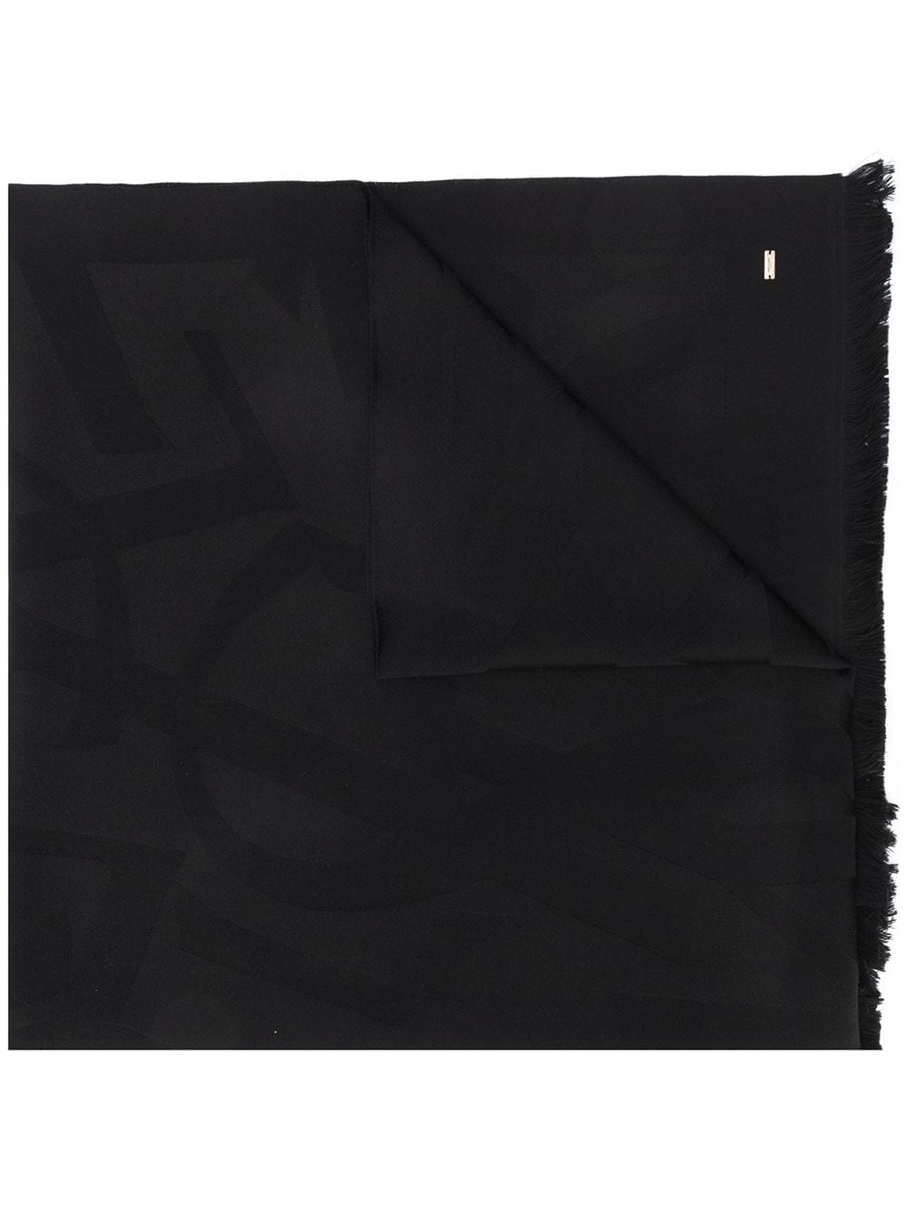 Saint Laurent Monogram Wool Scarf In Black