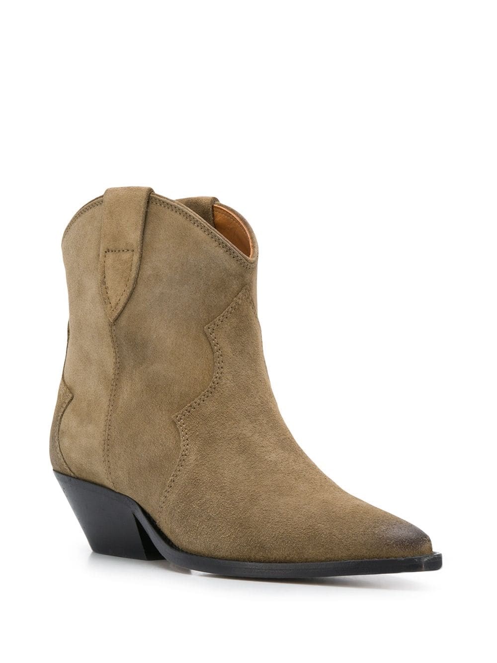 Isabel Marant Taupe Brown Calf Leather Texano Style Boots In Gray