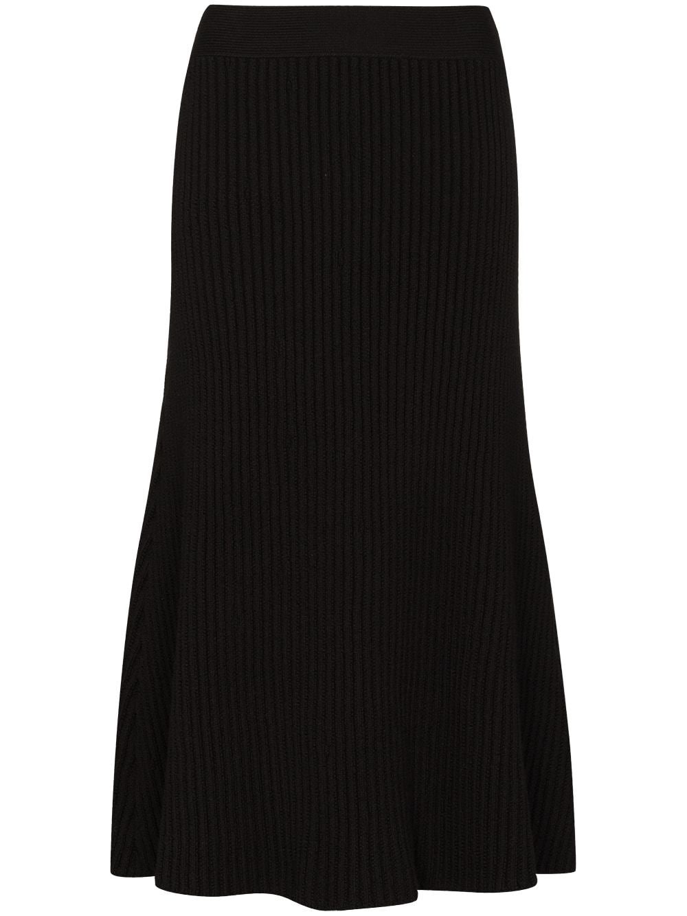 Bottega Veneta Brown Rib Distorted Mid-length Skirt In Brown