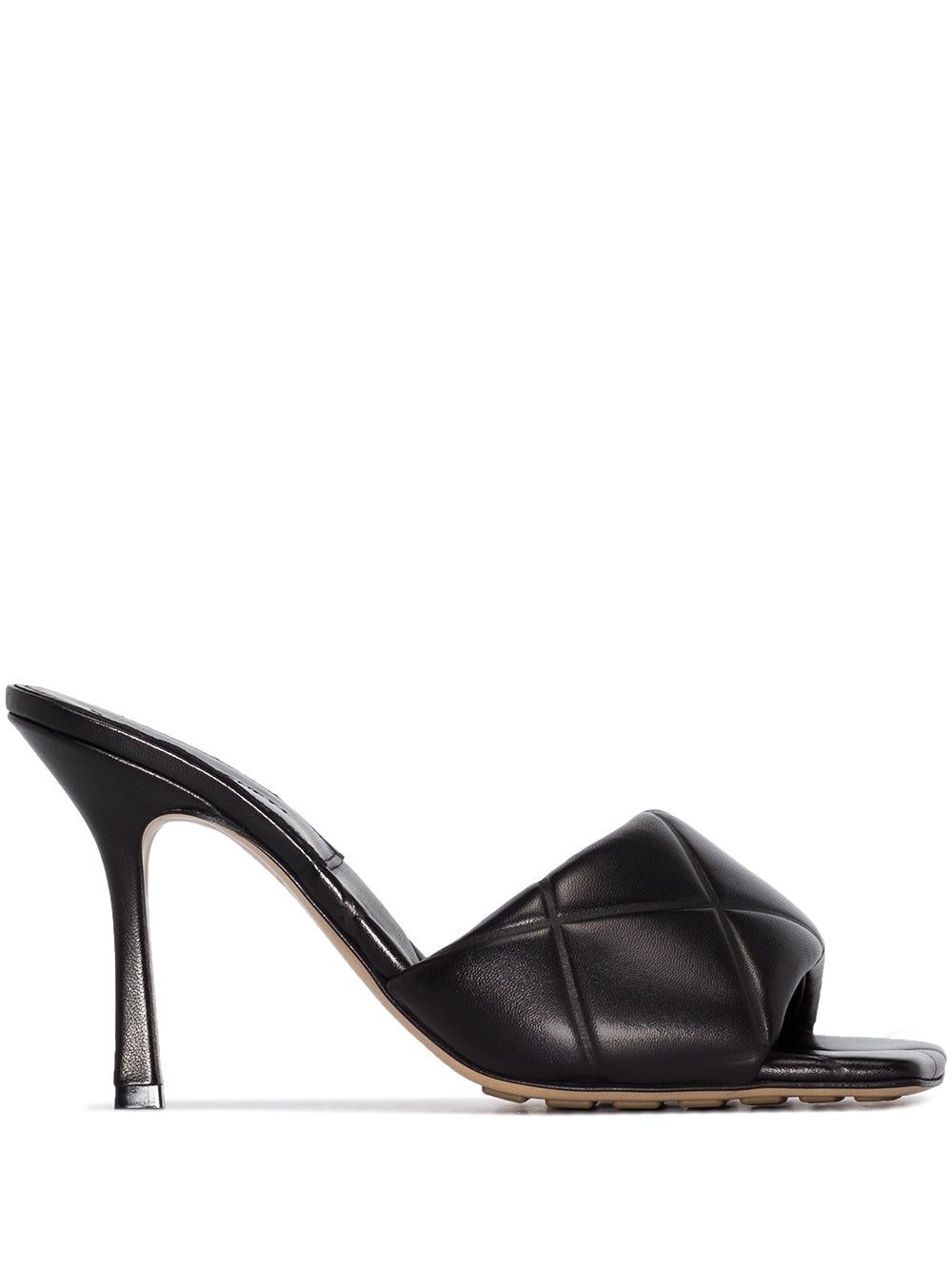 Bottega Veneta Black The Rubber Lido 90 Leather Sandals In Black