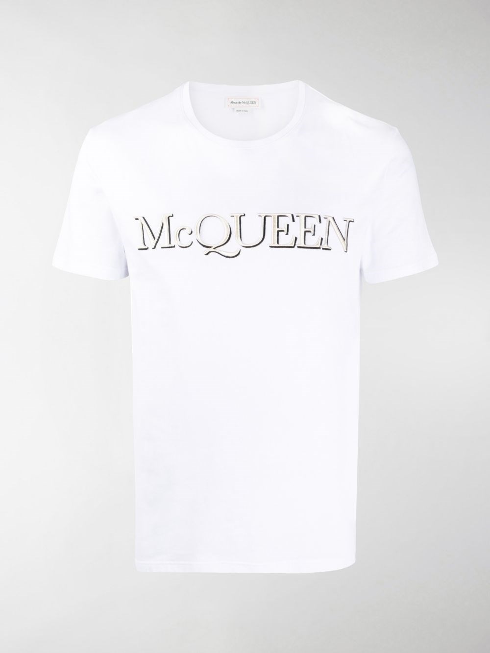 Alexander Mcqueen White Embroidered Logo T-shirt In White