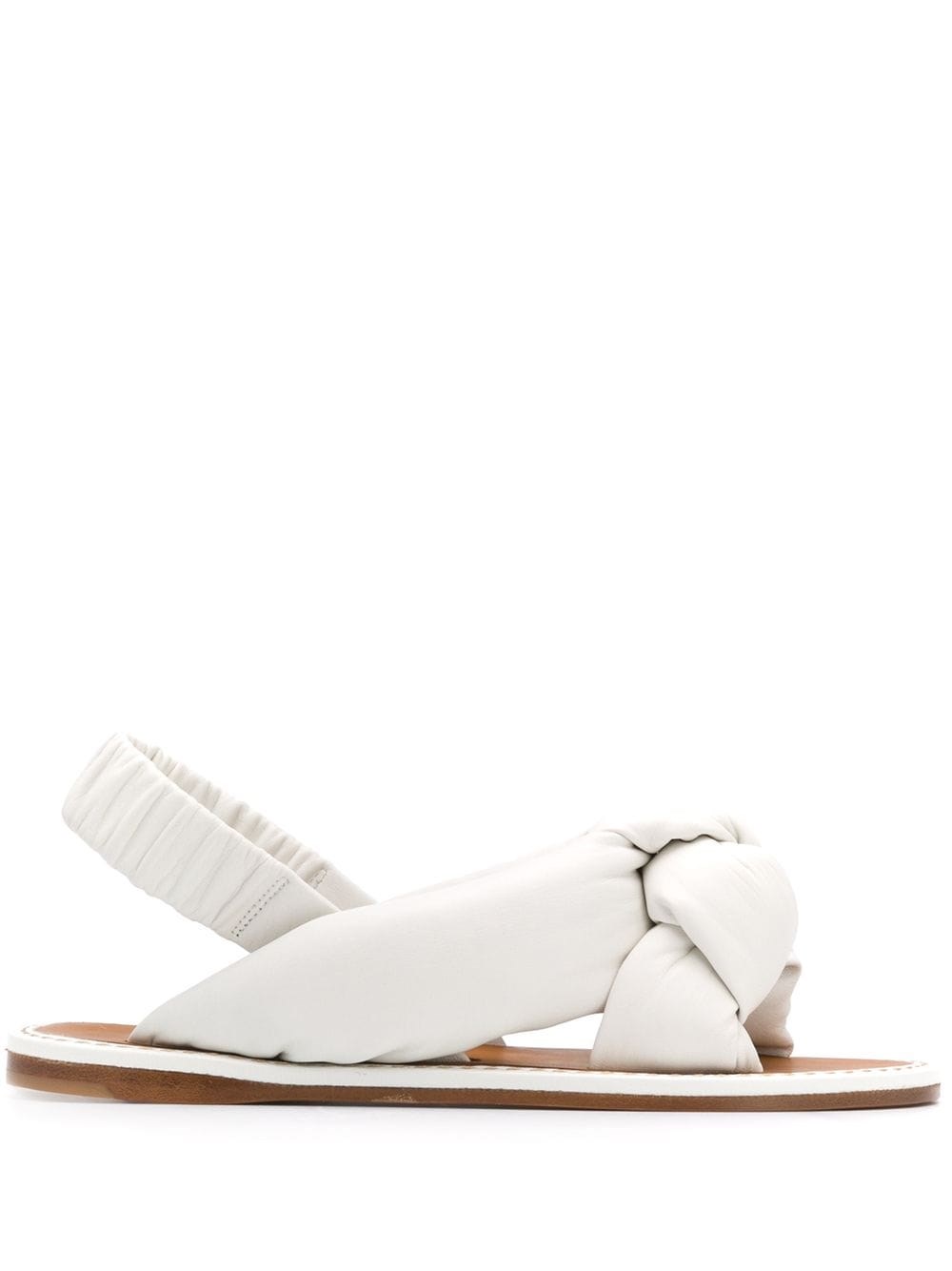 Miu Miu Padded Mordoré Nappa Leather Flat Sandals In White