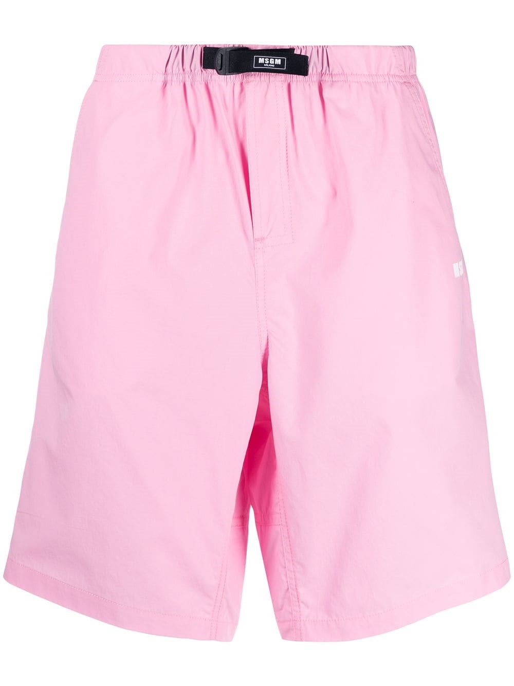 Msgm Cotton Bermuda Short In Pink & Purple