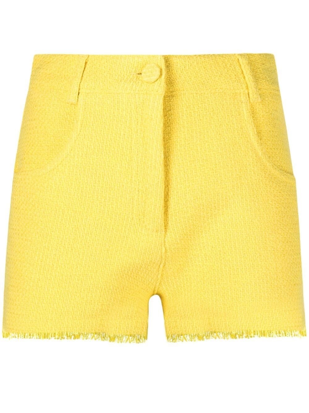 Msgm Yellow Tweed Solid Color Shorts In Yellow & Orange