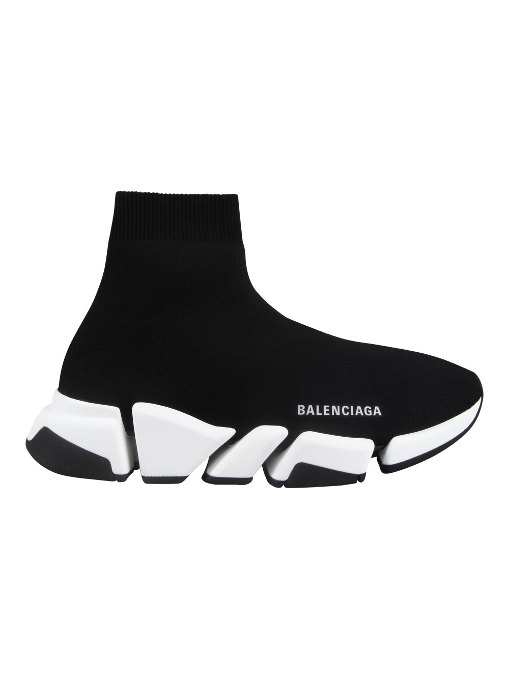 Balenciaga Speed 2.0 Logo-print Stretch-knit Slip-on Sneakers In Black