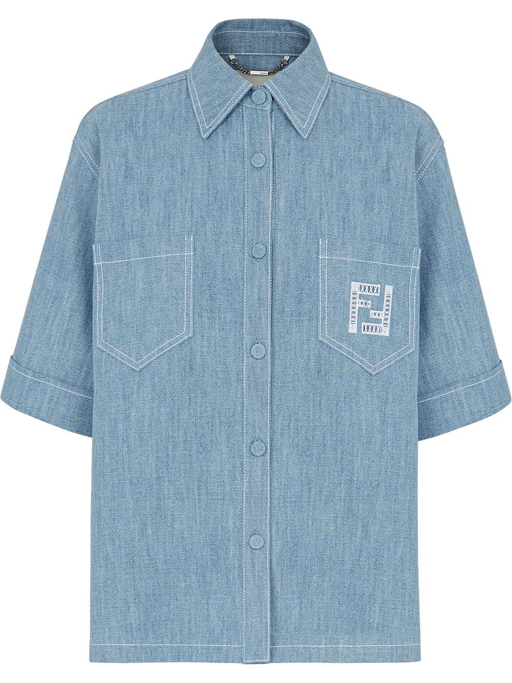 Tシャツ・カットソー FENDI SS25 Light blue chambray shirt (FS1321AUWX F0LQ0) Shirt Denim Light blue | Fendi