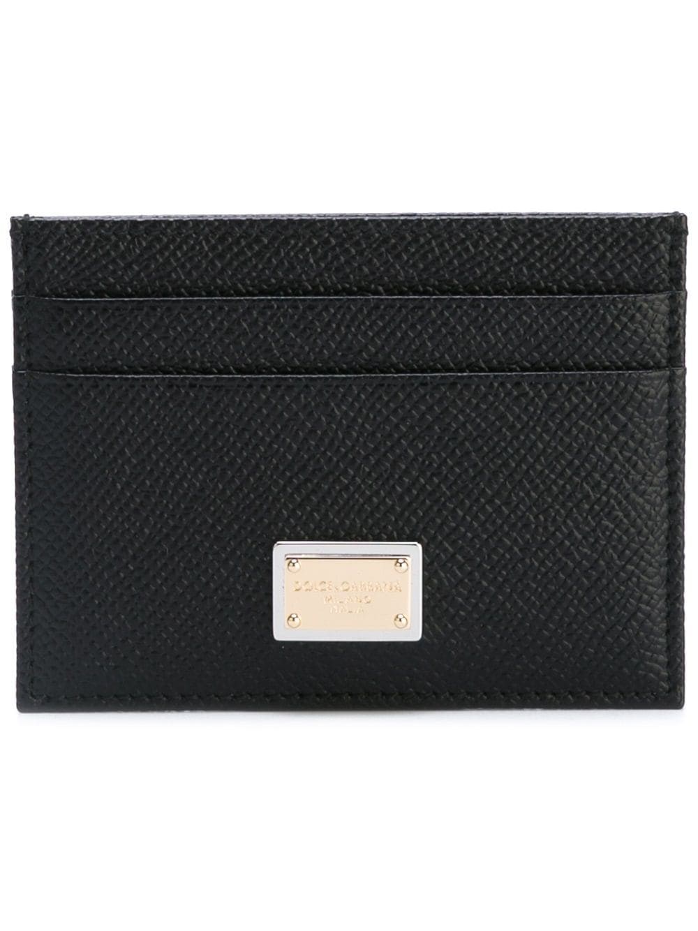 Dolce & Gabbana Women's Black Dauphine Calfskin Card Holder With Branded Plate