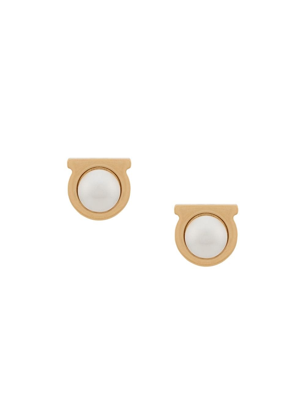Ferragamo Women's Metallic Gancini Pearl Earrings