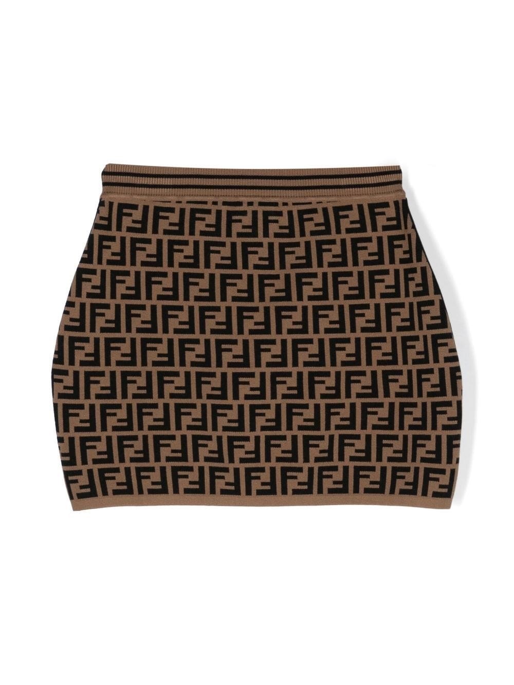 Fendi Kids Girls Brown Ff Motif Knitted Skirt