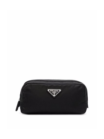 ★関税込★PRADA★Re-Nylon＆サフィアーノ トラベルポーチ★ ブラック Re-Nylon xサフィアーノレザー トラベルポーチ | PRADA
