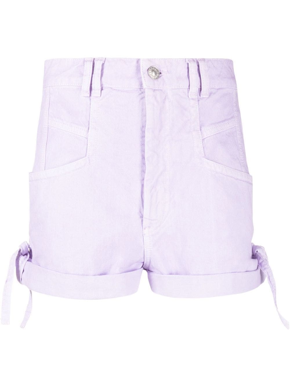 Isabel Marant Naesqui High-waisted Denim Shorts In Pink & Purple