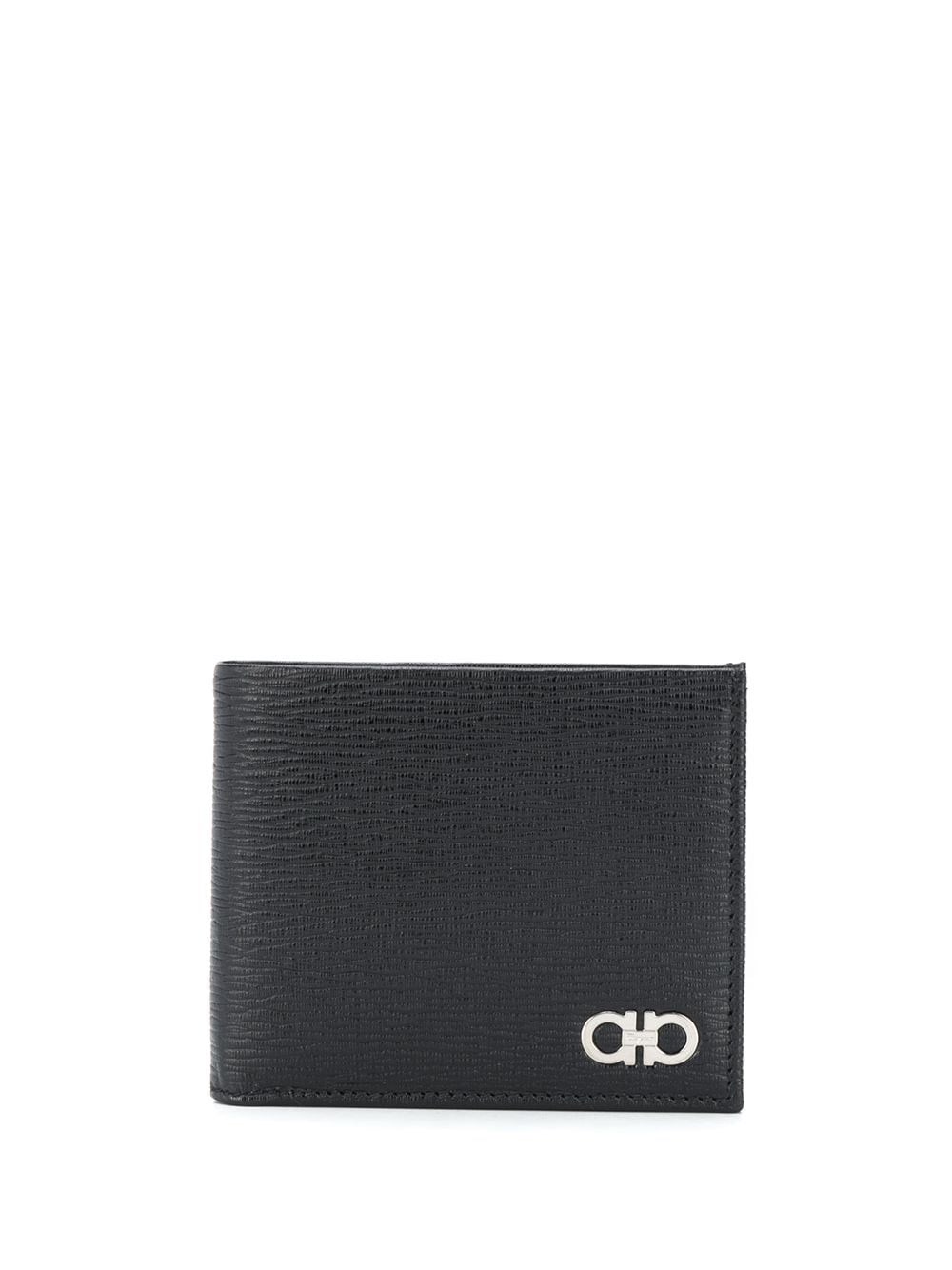 Ferragamo Two-tone Bi-fold Leather Wallet In Black