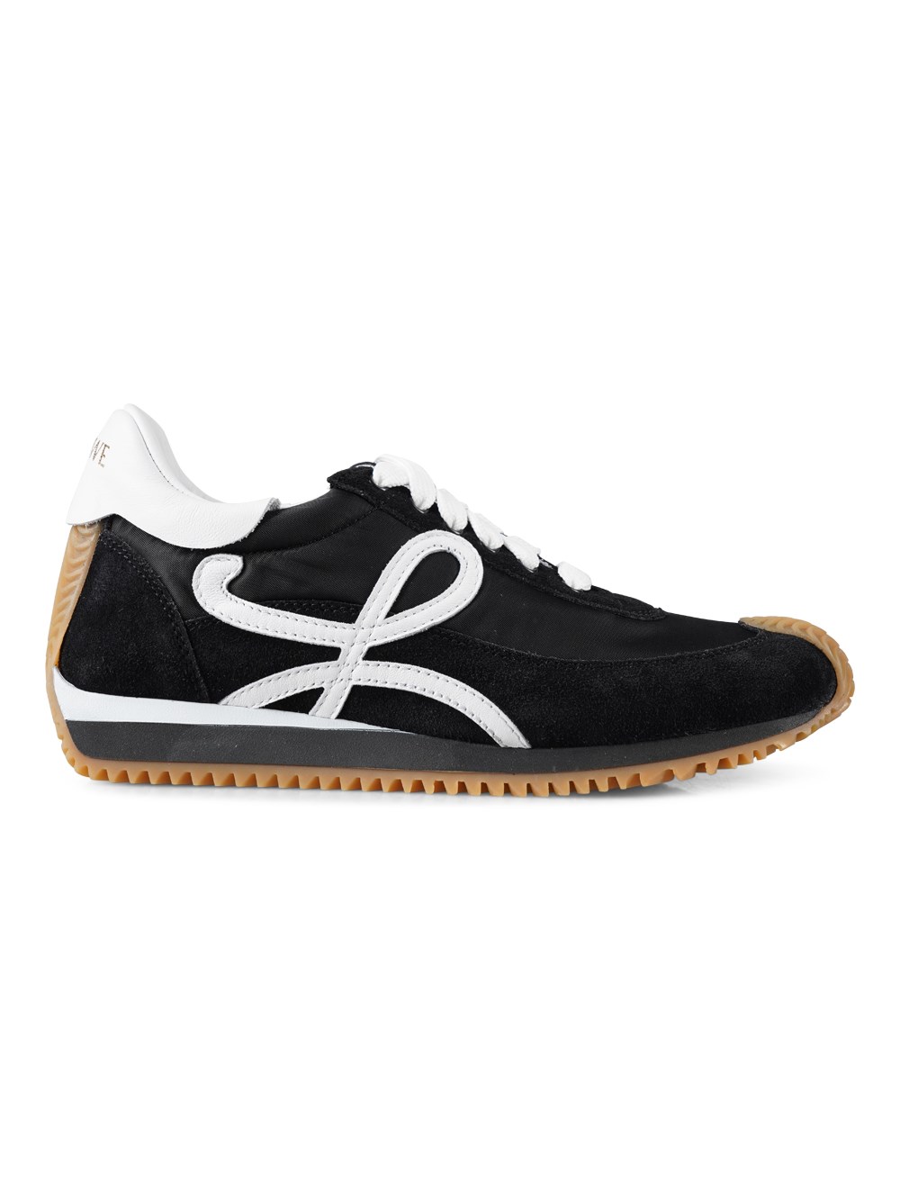 Loewe Flow Mixed Leather Bicolor Runner Sneakers In Black