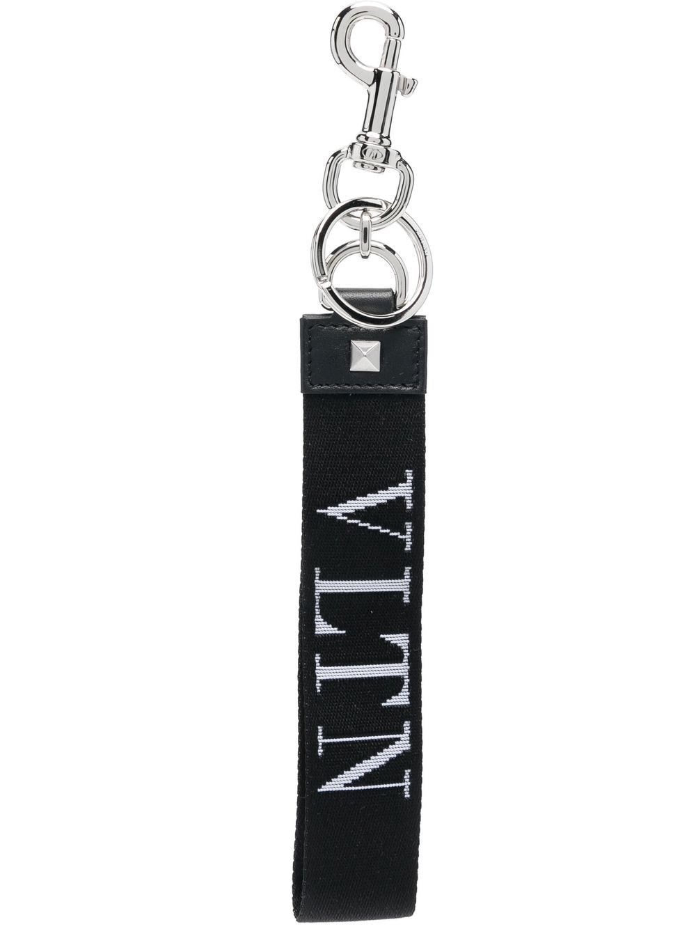 Shop Valentino Logo Keyholder In Black