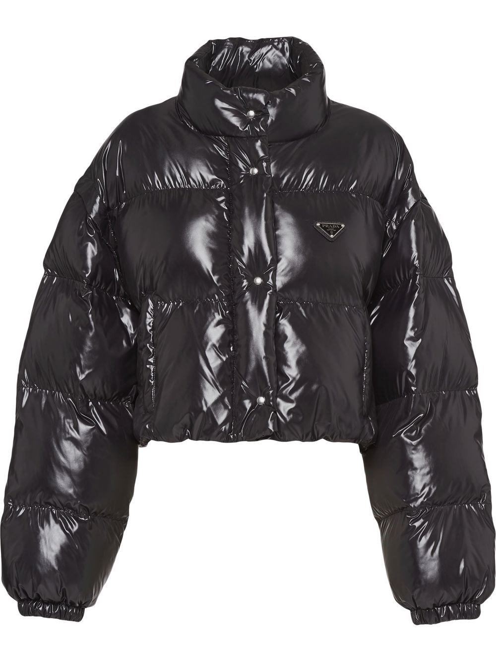 Prada Re-nylon Convertible Cropped Down Jacket In Black