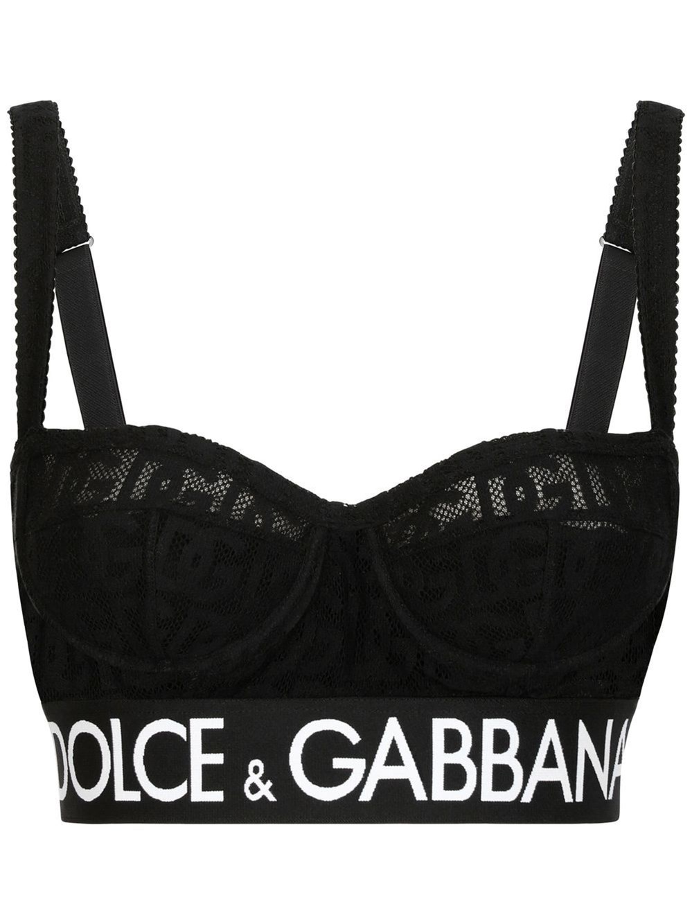 Dolce & Gabbana Monogram-jacquard Balconette Bra In Black