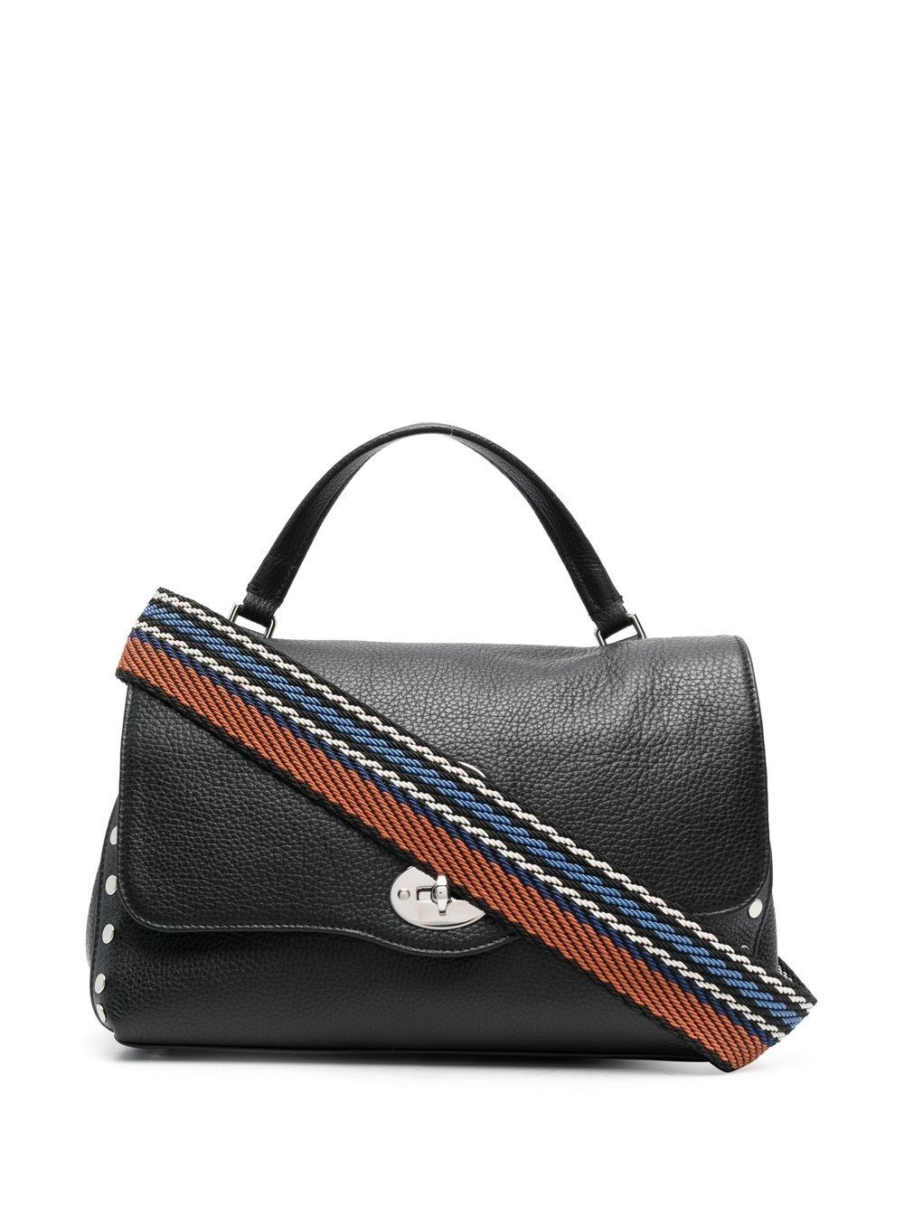 Zanellato Tumbled Leather Small Postina Daily Giorno Bag In Black