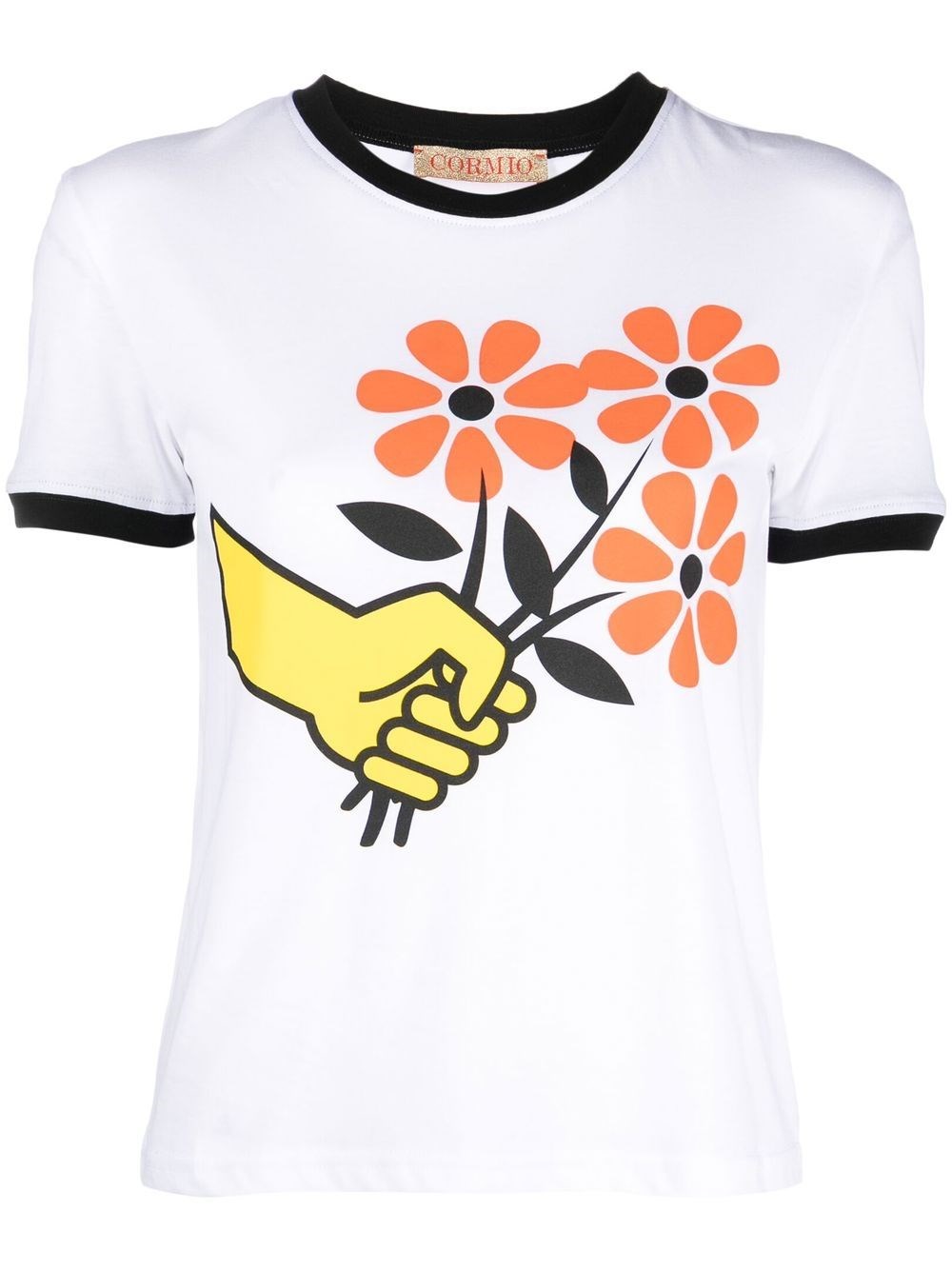Cormio Flower Printed T-shirt In White