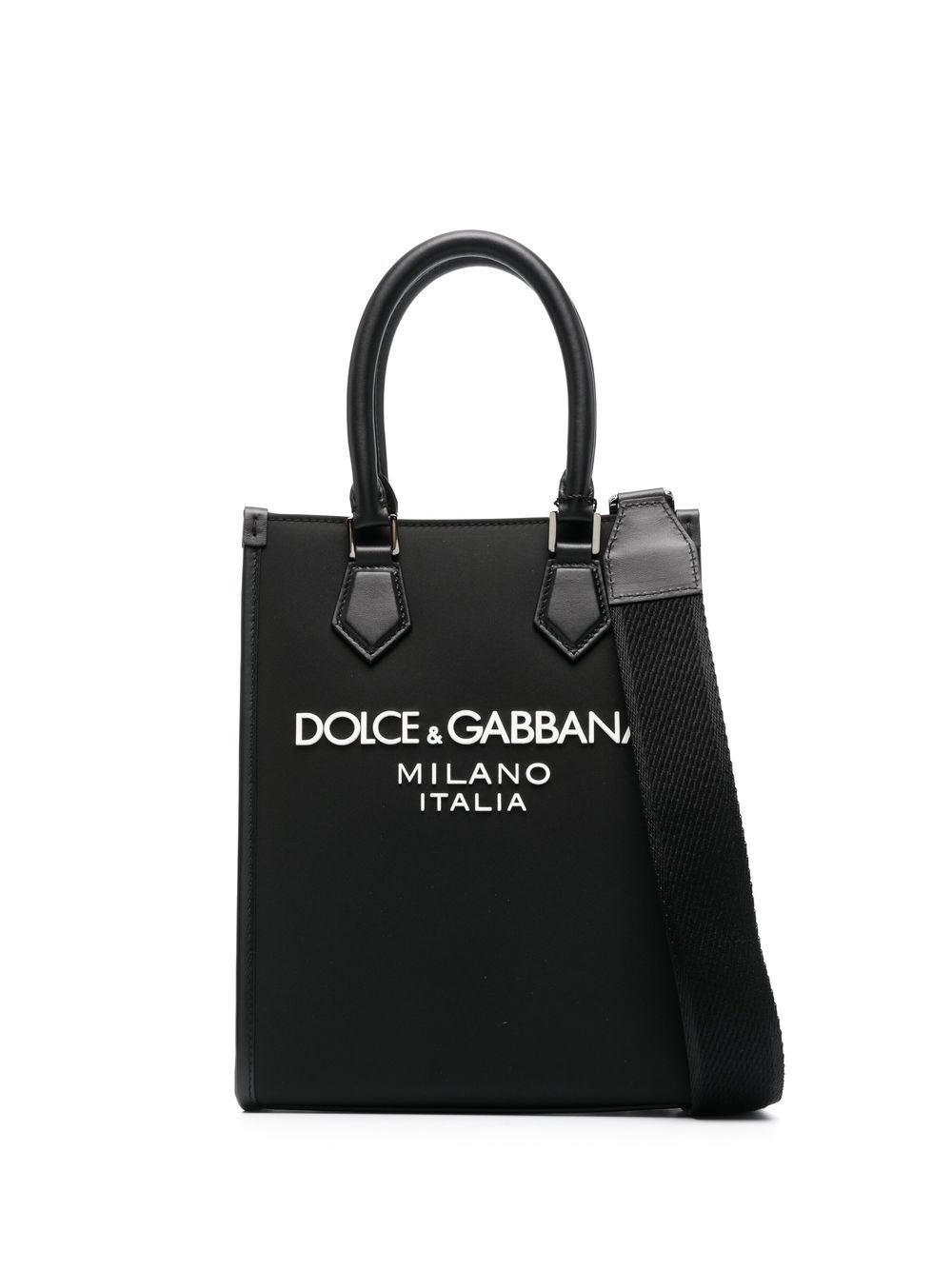 Dolce & Gabbana Mini Messenger Bag With Rubberized Logo In Black