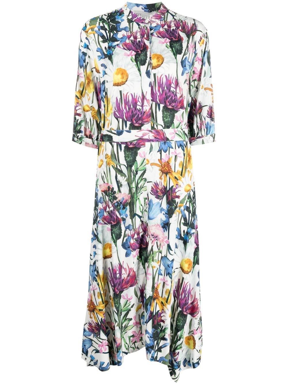 Stella Mccartney Floral-print Crepe Midi Dress In Multicolour