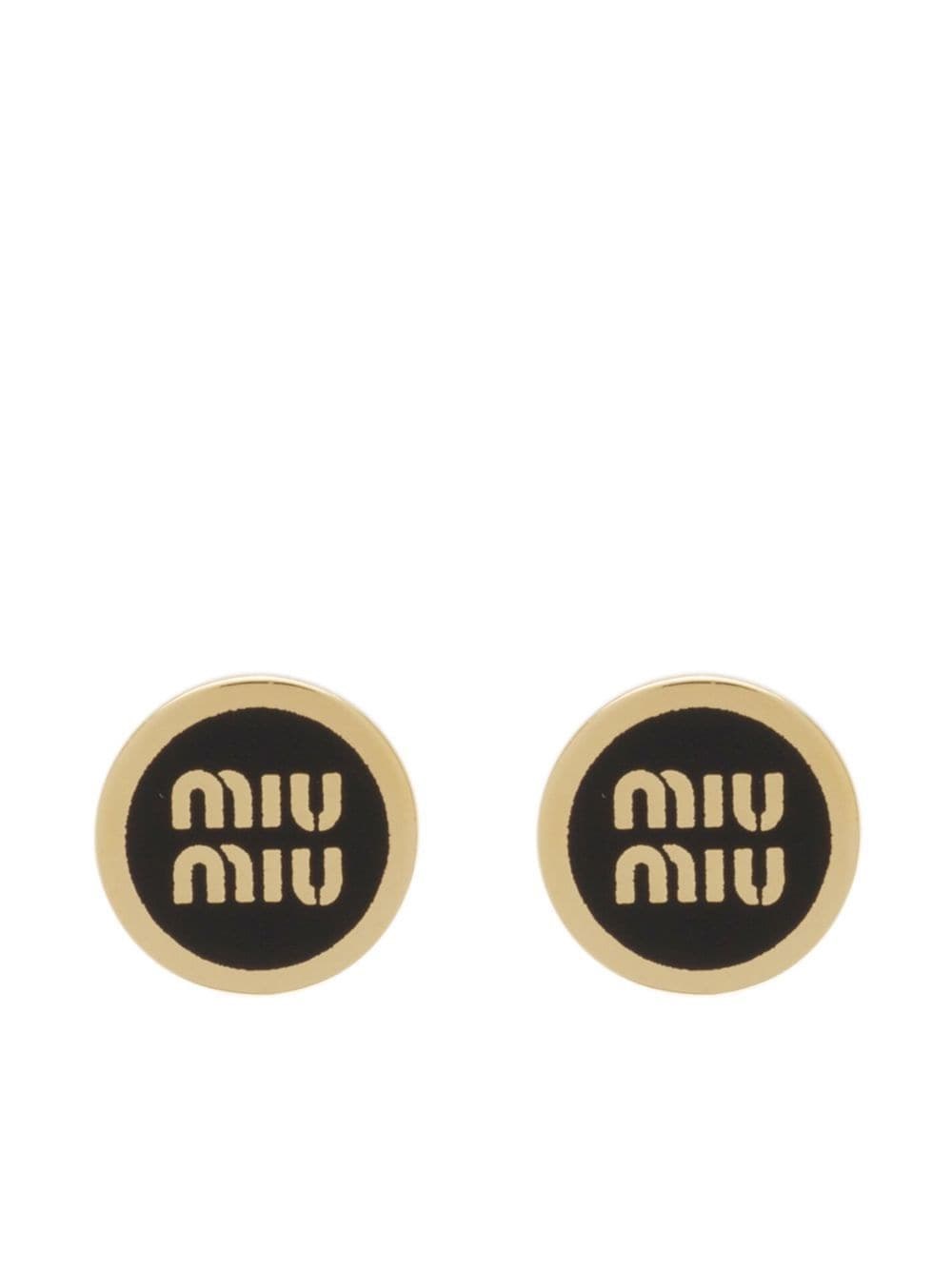 Miu Miu Enameled Metal Earrings In Black