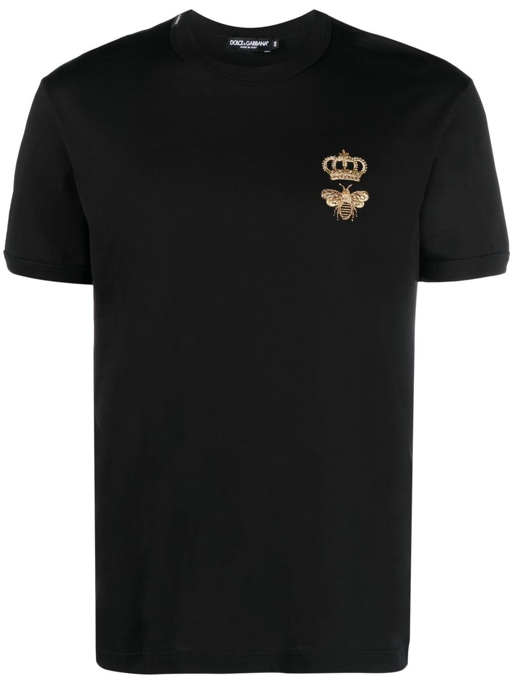 Dolce & Gabbana Crown And Bee Embroidered Crew Neck T-shirt In Black
