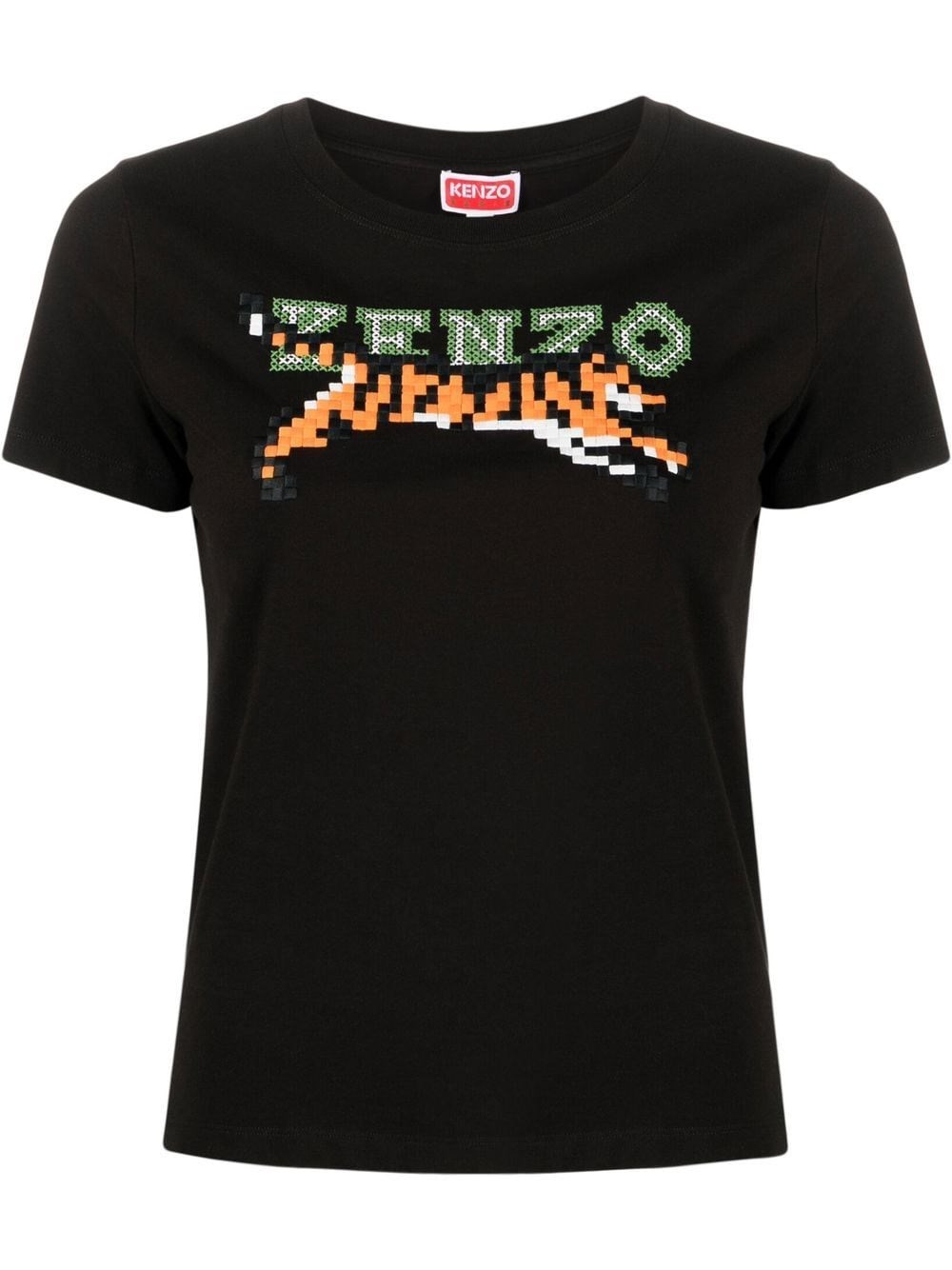 Kenzo Embroidered-design T-shirt In Black