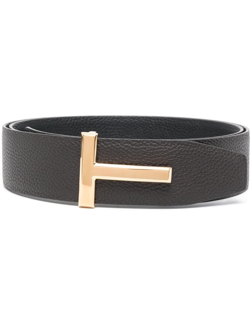 Shop Tom Ford T Logo Belt In Brown