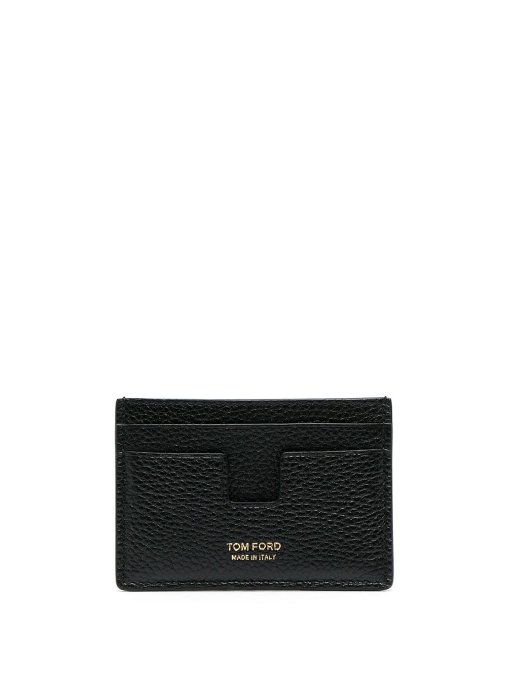 Tom Ford Soft Grain Leather T Line Classic Card Holder In Black
