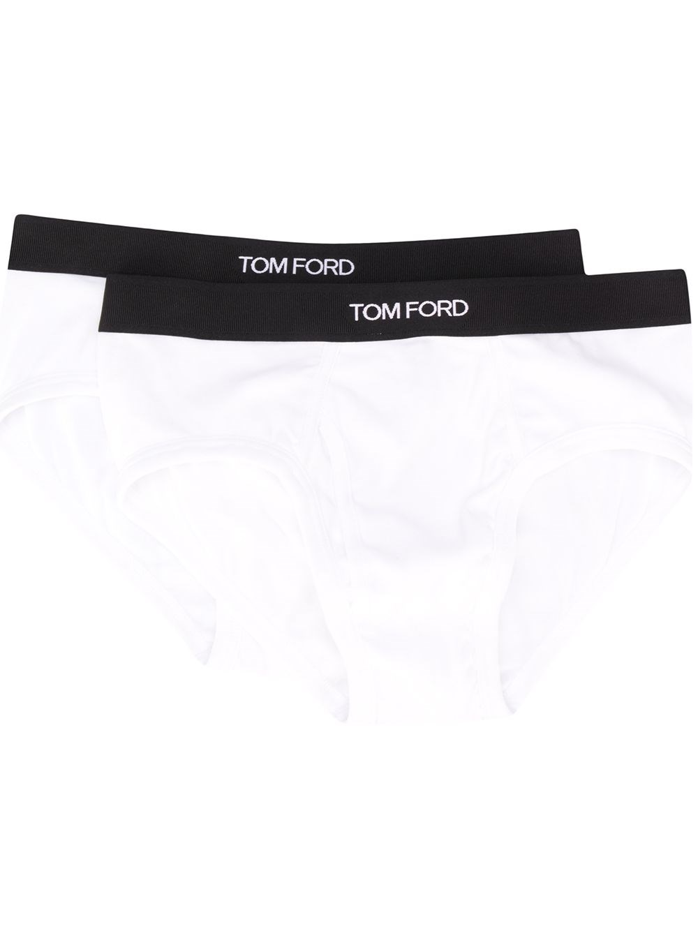 Tom Ford Mens White Branded-waistband Fitted Pack Of Two Stretch-cotton Briefs L In White