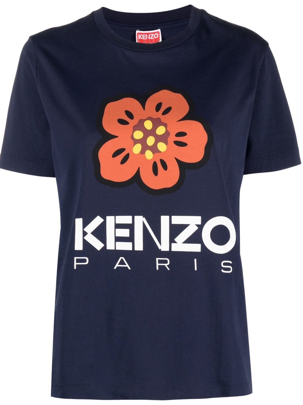 Kenzo Printed Logo Loose Cotton Jersey T-shirt In Blue