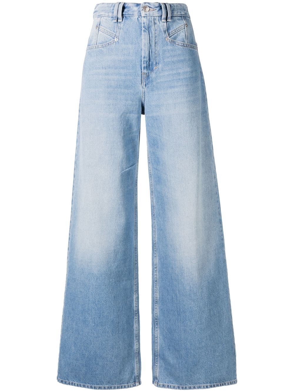 Isabel Marant Wide-leg Denim Trousers With Belt Loops In Blue
