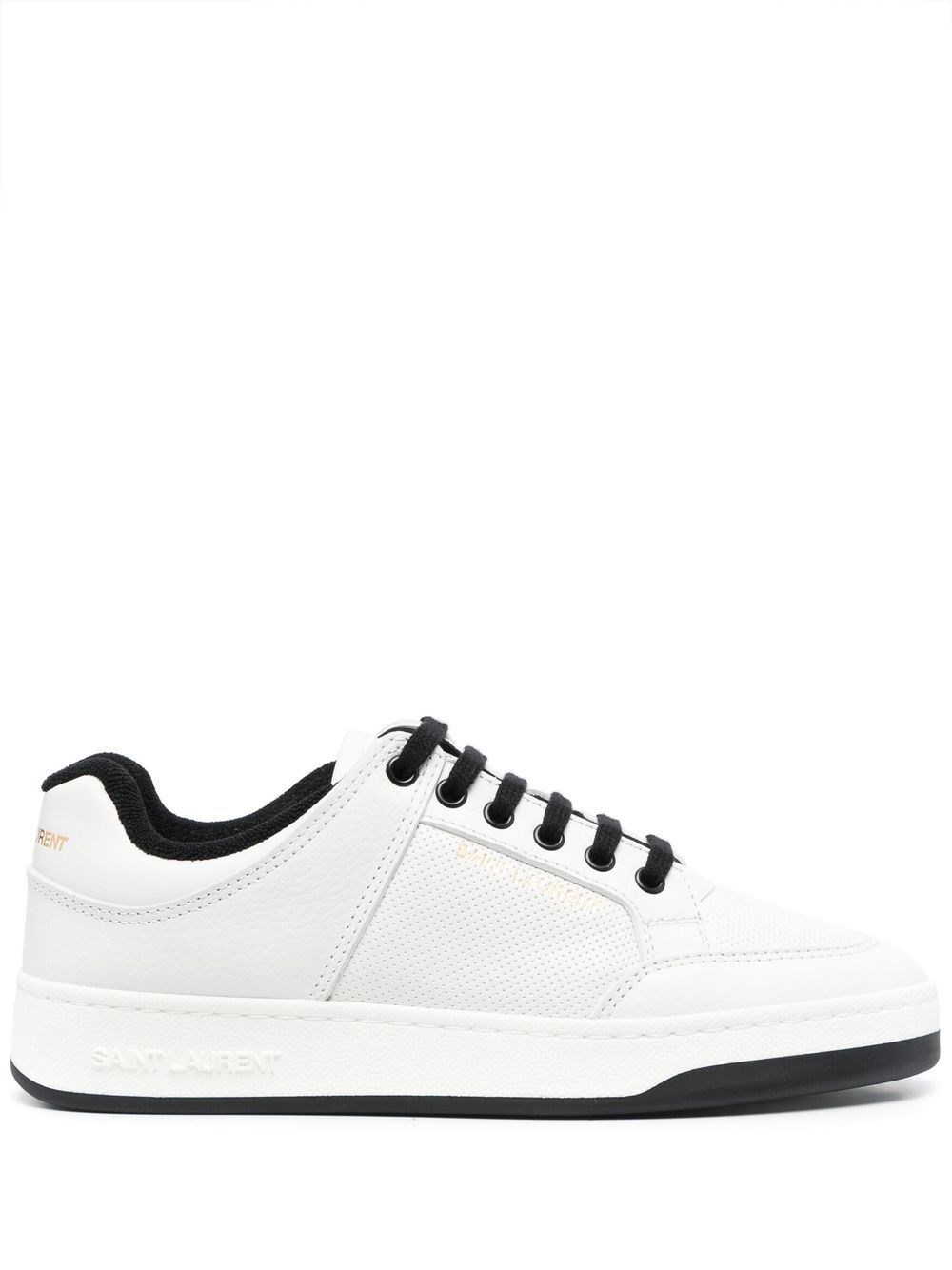 Saint Laurent Sl61 Low Top Sneaker Cuir Meridiano Micro Perf In White